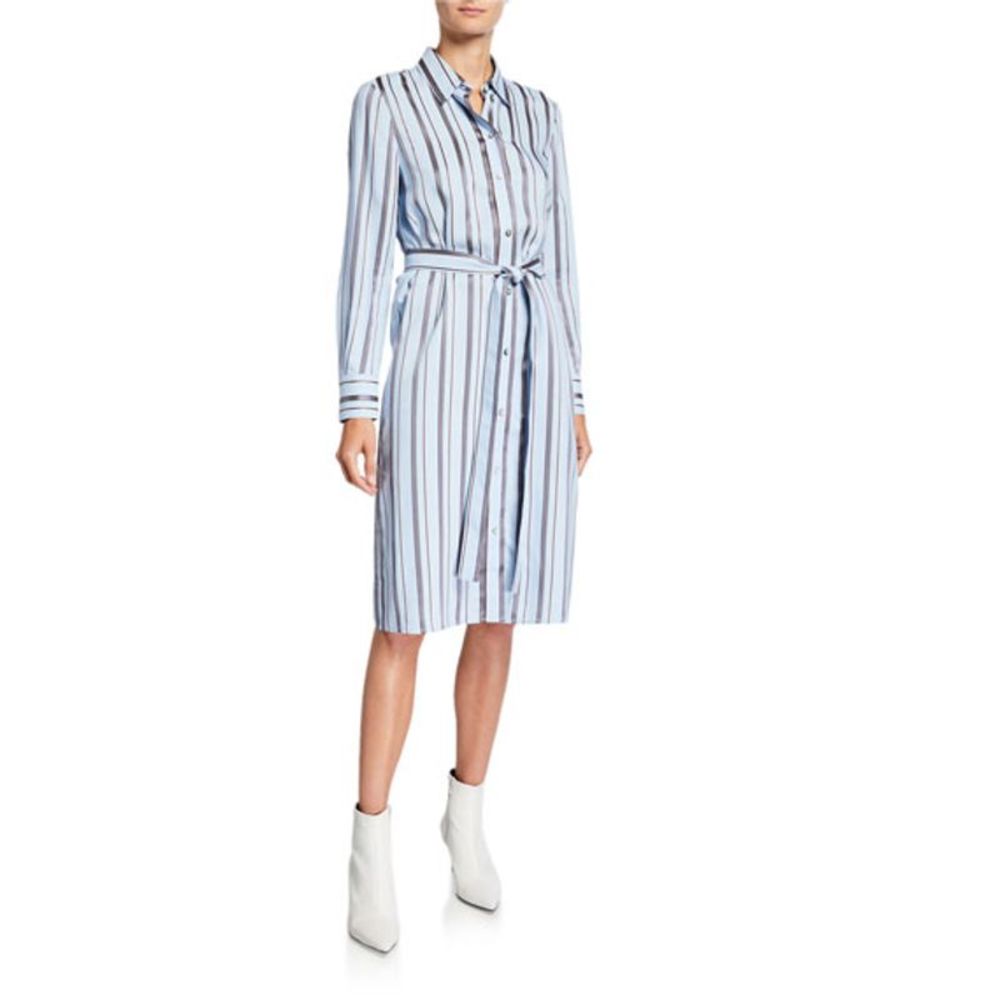 TORY BURCH Long Sleeve Stripe Shirtdress 8